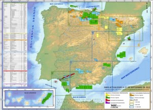 Zones afectades pel fracking a Espanya. Autor: bloc frackingfreeireland.org -